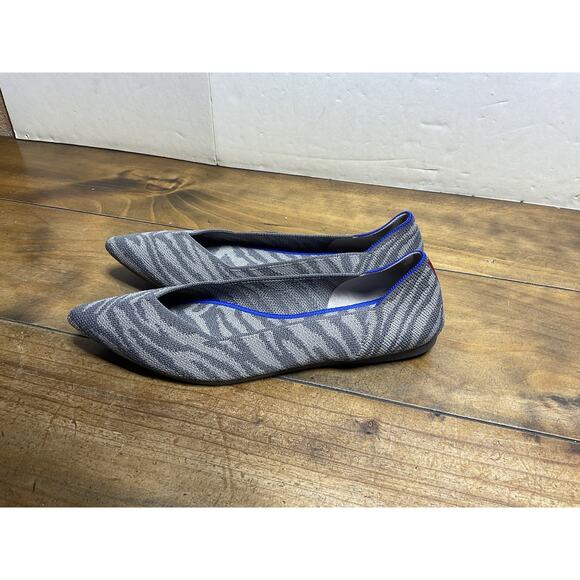 Rothy's The Point Gray Zebra Pointed Ballet Flats Women's Size 9 - Picture 1 of 7